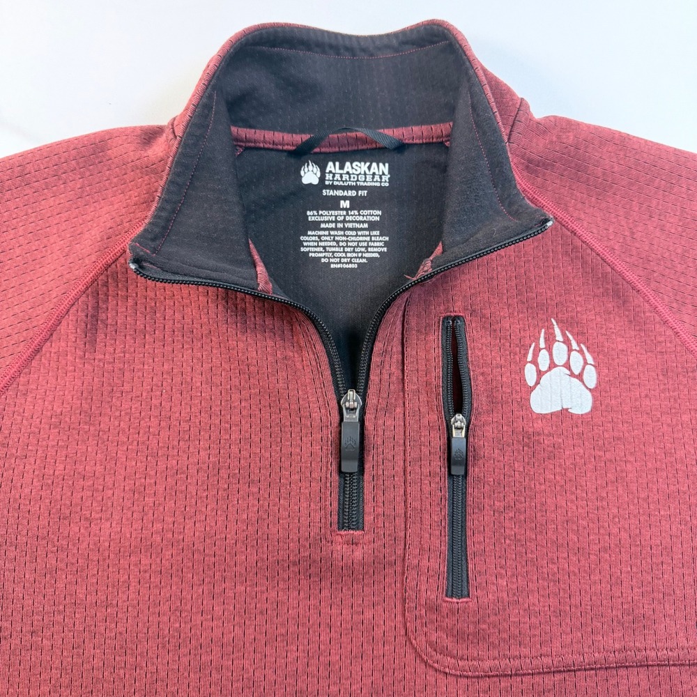 Alaskan Hardgear Duluth Trading Waffle Quarter Zip Pullover Mens M Red Bear Paw